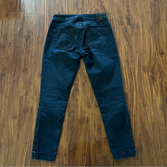 True Religion Black Sequins Cropped Skinny Jeans size 26 - Picture 8 of 13
